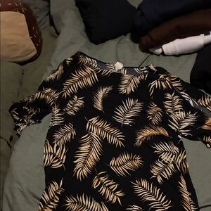 Black and Gold Leaf Swimsuit Cover or Dress